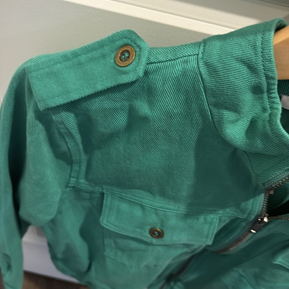 Green bomber style denim jacket - Picture 3 of 5
